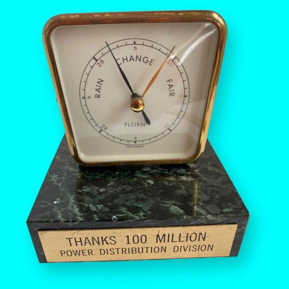 Vintage Desktop Weather Station Florn Made In Germany Marble Base - Picture 1 of 8